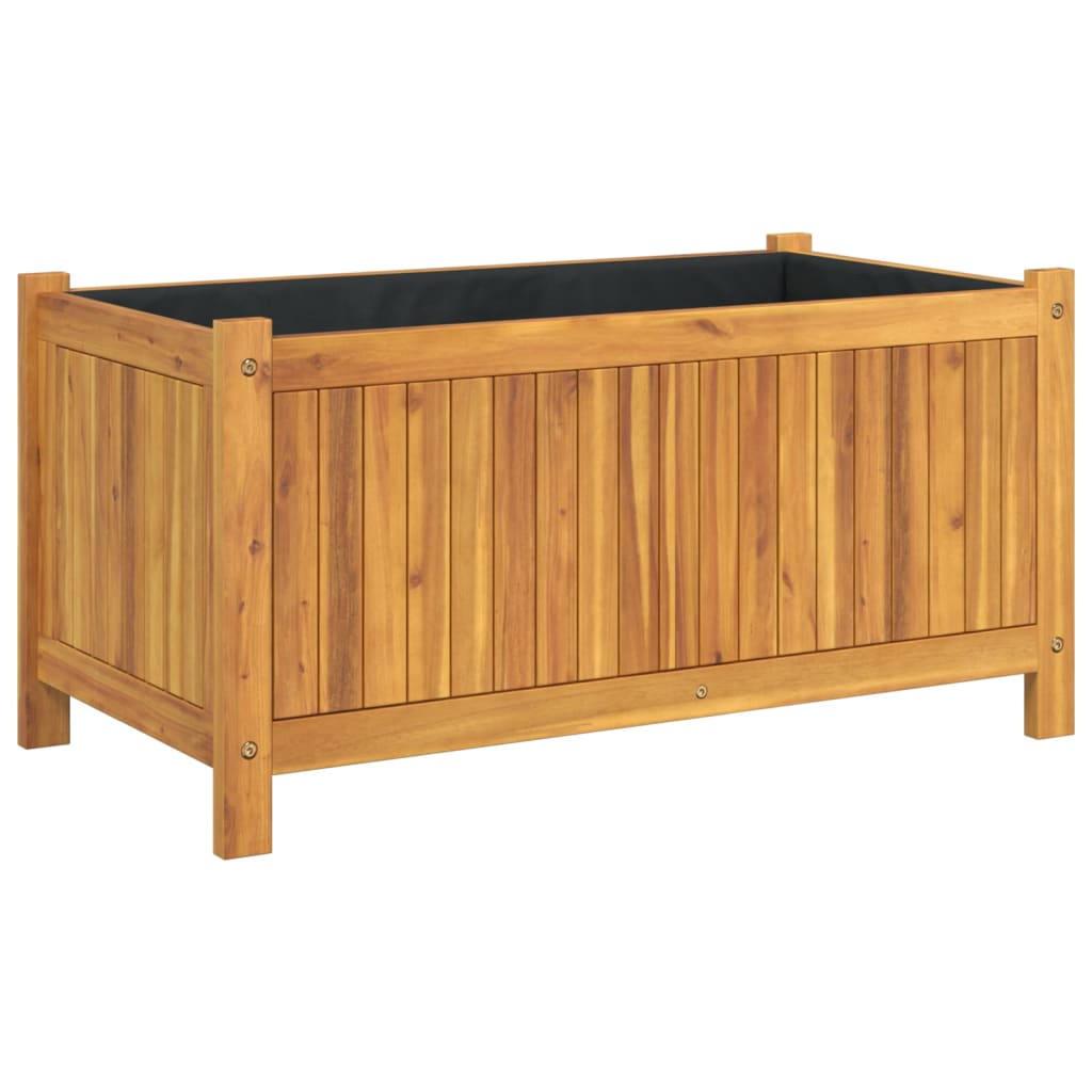 Plantenbak met voering 80x42x40 cm massief acaciahout - AllerleiShop