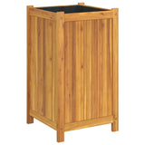 Plantenbak met voering 42x42x75 cm massief acaciahout - AllerleiShop