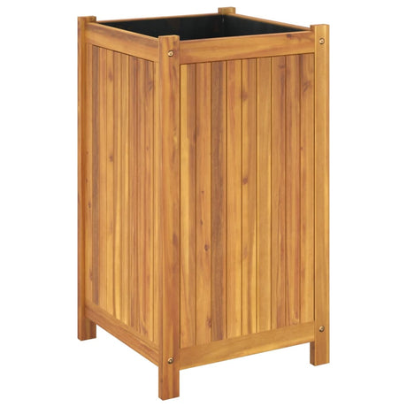 Plantenbak met voering 42x42x75 cm massief acaciahout - AllerleiShop