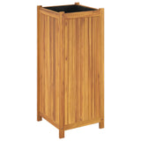 Plantenbak met voering 42x42x100 cm massief acaciahout - AllerleiShop