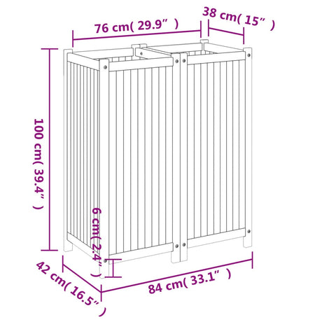 Plantenbak met voering 84x42x100 cm massief acaciahout - AllerleiShop