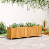 Plantenbak met voering 153x38,5x50 cm massief acaciahout - AllerleiShop