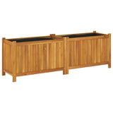 Plantenbak met voering 153x38,5x50 cm massief acaciahout - AllerleiShop