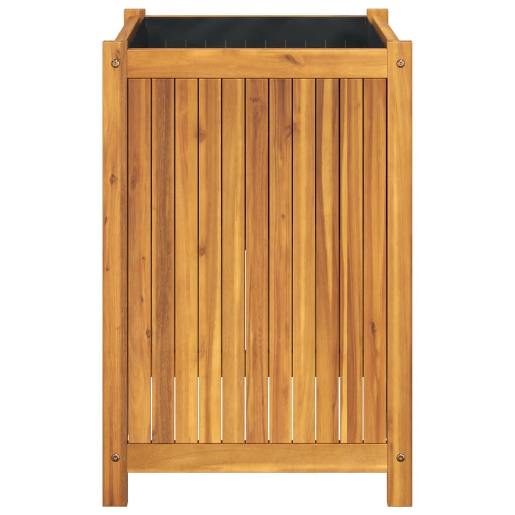 Plantenbak met voering 50x50x75 cm massief acaciahout - AllerleiShop