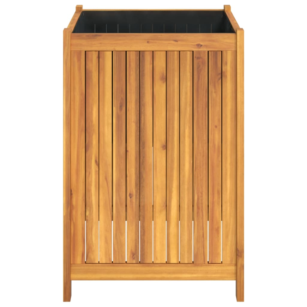 Plantenbak met voering 50x50x75 cm massief acaciahout - AllerleiShop