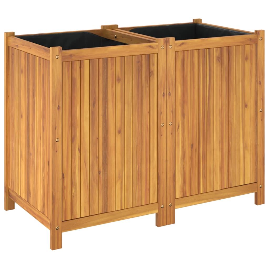 Plantenbak met voering 100x50x75 cm massief acaciahout - AllerleiShop