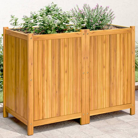 Plantenbak met voering 100x50x75 cm massief acaciahout - AllerleiShop