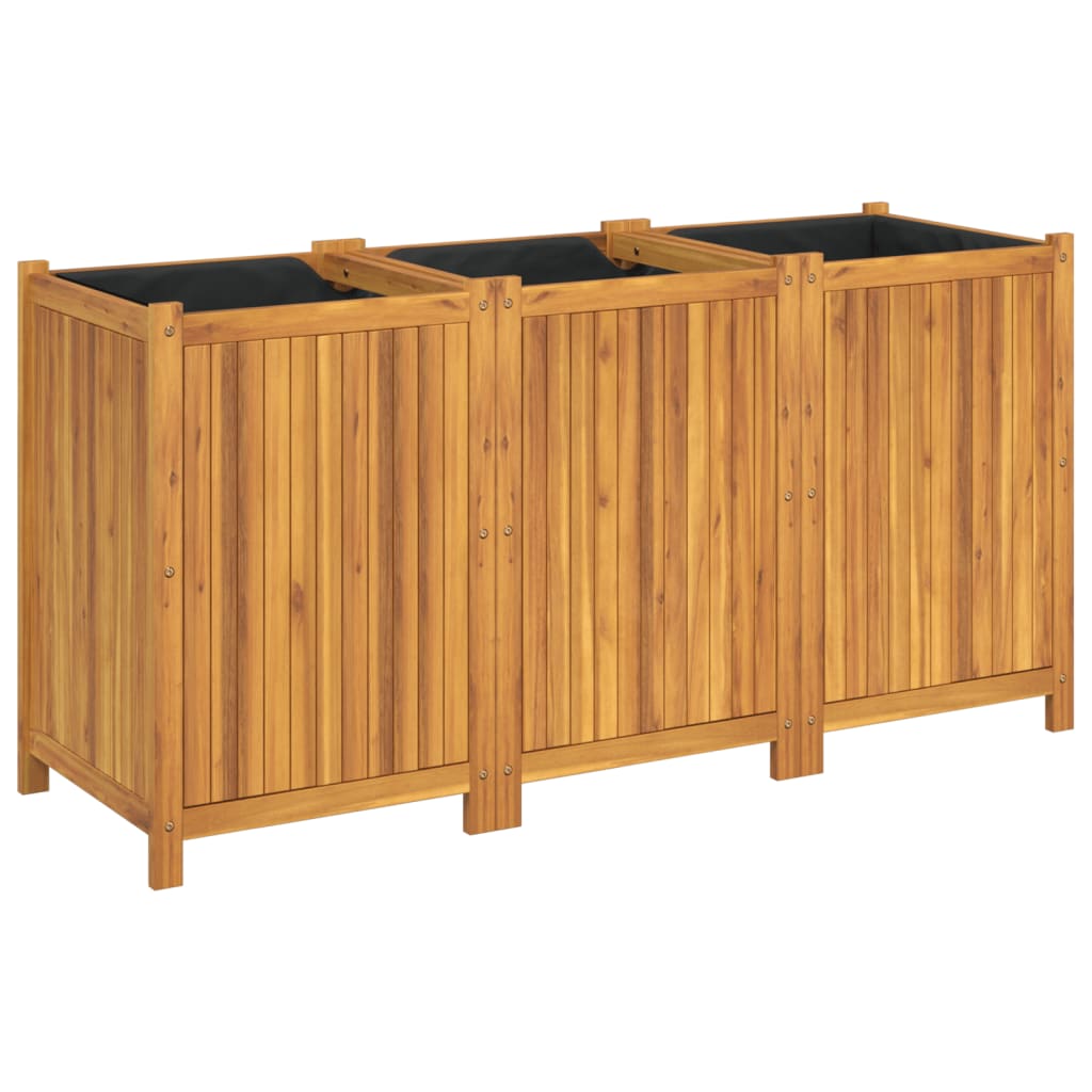 Plantenbak met voering 150x50x75 cm massief acaciahout - AllerleiShop