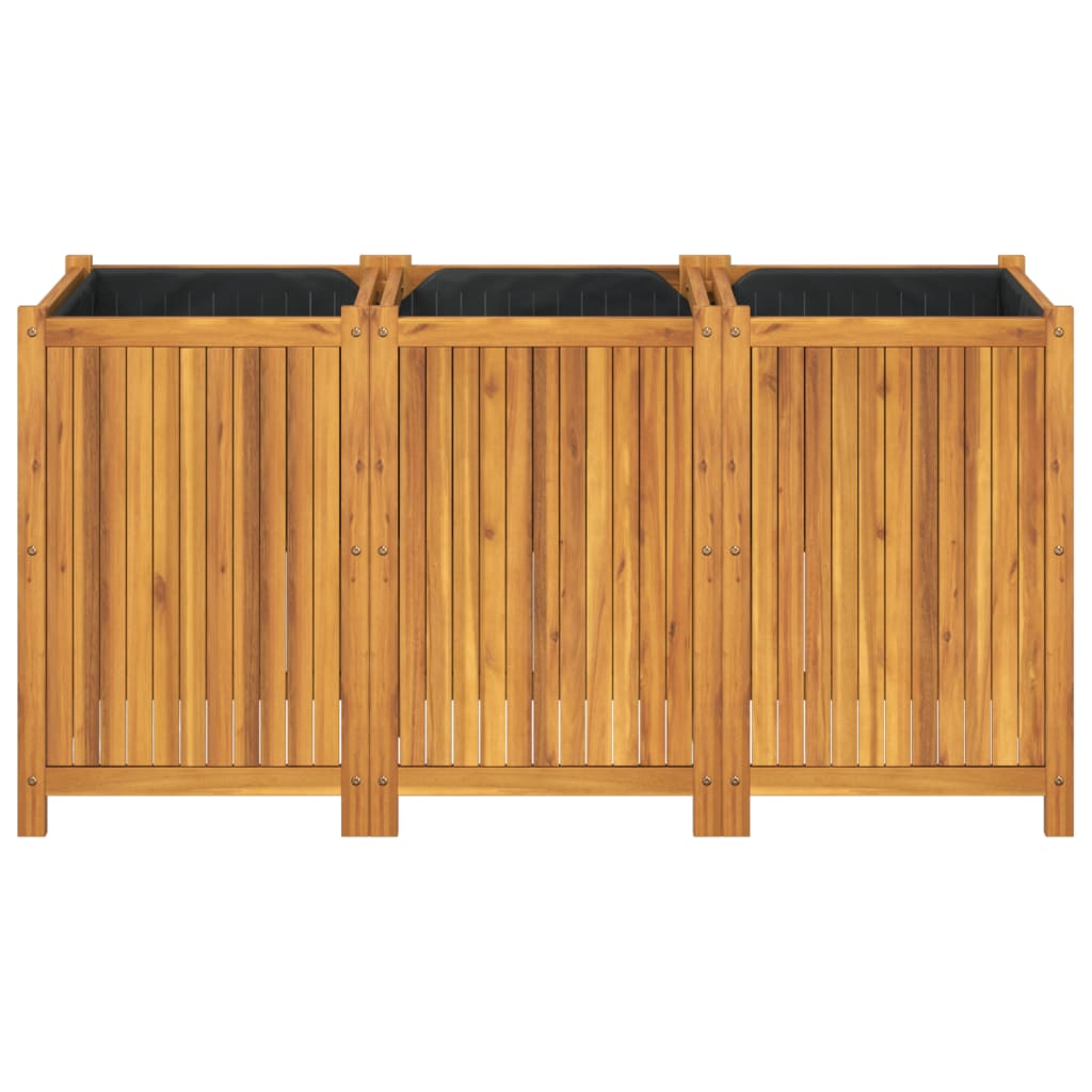 Plantenbak met voering 150x50x75 cm massief acaciahout - AllerleiShop