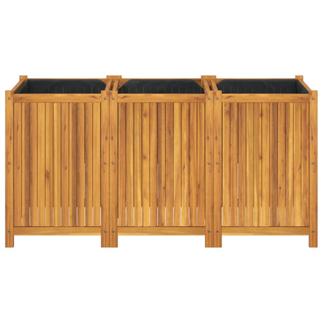 Plantenbak met voering 150x50x75 cm massief acaciahout - AllerleiShop