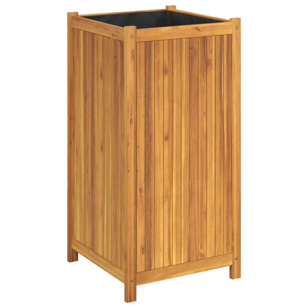 Plantenbak met voering 50x50x100 cm massief acaciahout - AllerleiShop