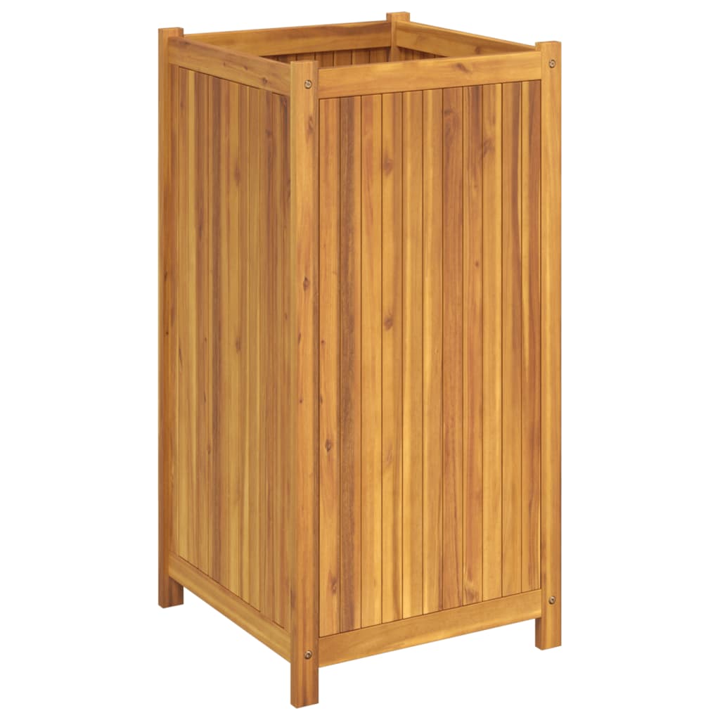 Plantenbak met voering 50x50x100 cm massief acaciahout - AllerleiShop