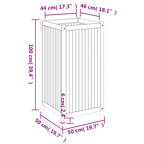 Plantenbak met voering 50x50x100 cm massief acaciahout - AllerleiShop