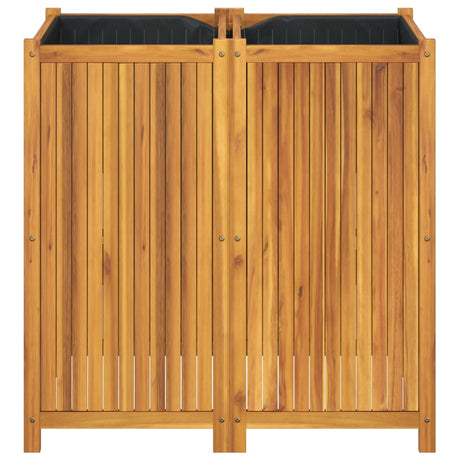 Plantenbak met voering 100x50x100 cm massief acaciahout - AllerleiShop