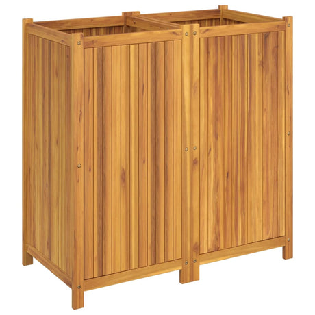 Plantenbak met voering 100x50x100 cm massief acaciahout - AllerleiShop