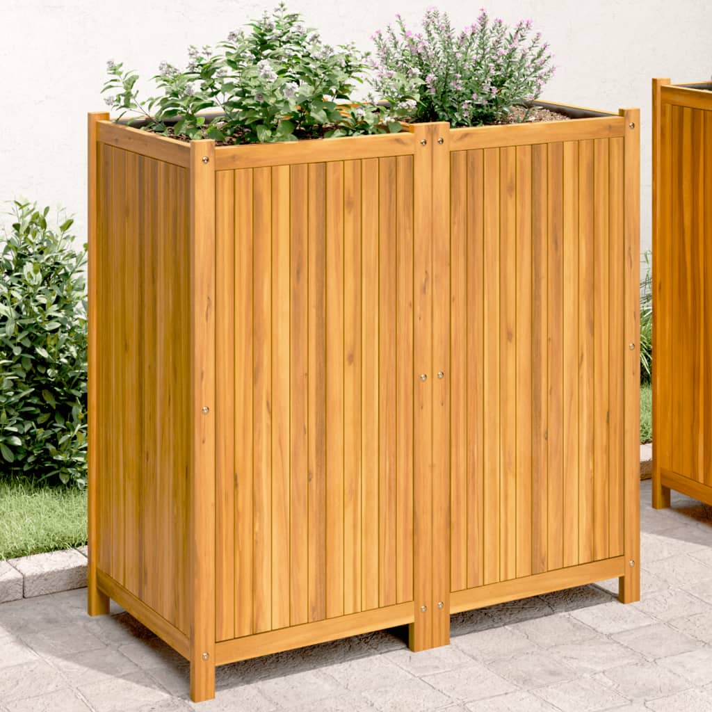 Plantenbak met voering 100x50x100 cm massief acaciahout - AllerleiShop