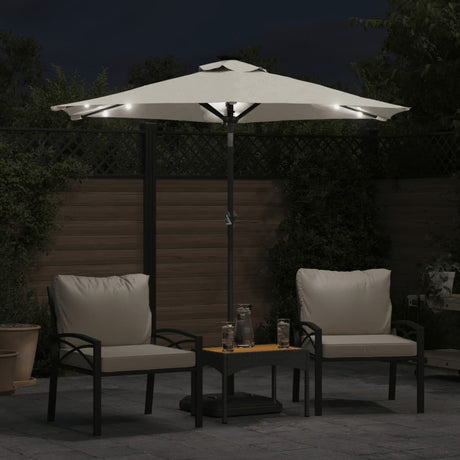 Parasol met LED's en stalen paal 225x225x212 cm wit - AllerleiShop