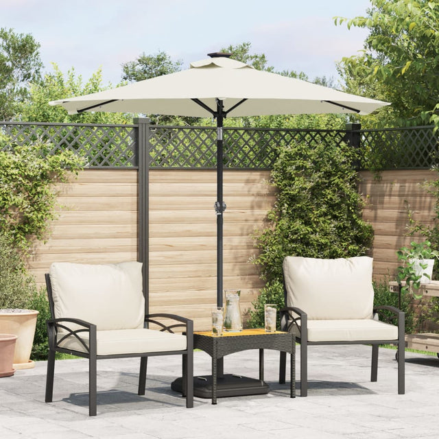 Parasol met LED's en stalen paal 225x225x212 cm wit - AllerleiShop