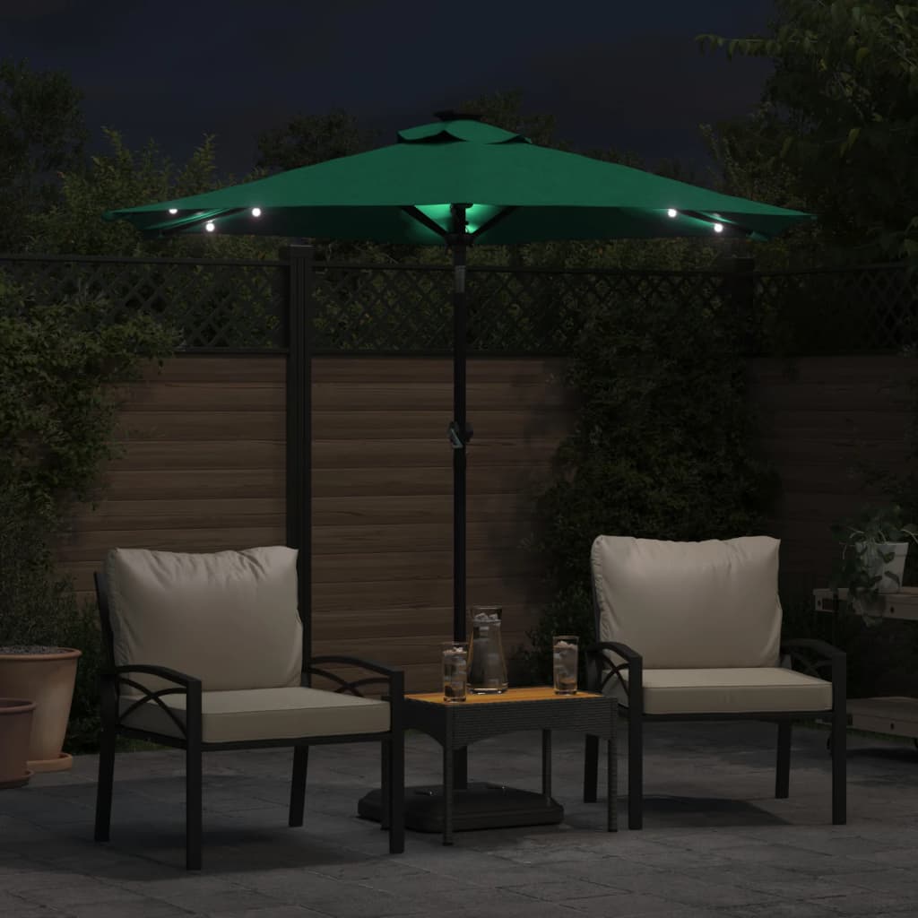 Parasol met LED's en stalen paal 225x225x212 cm groen - AllerleiShop