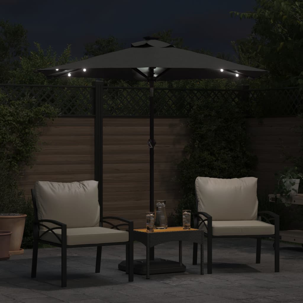 Parasol met LED's en stalen paal 225x225x212cm antracietkleurig - AllerleiShop