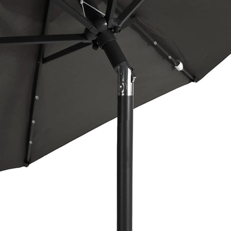 Parasol met LED's en stalen paal 225x225x212cm antracietkleurig - AllerleiShop