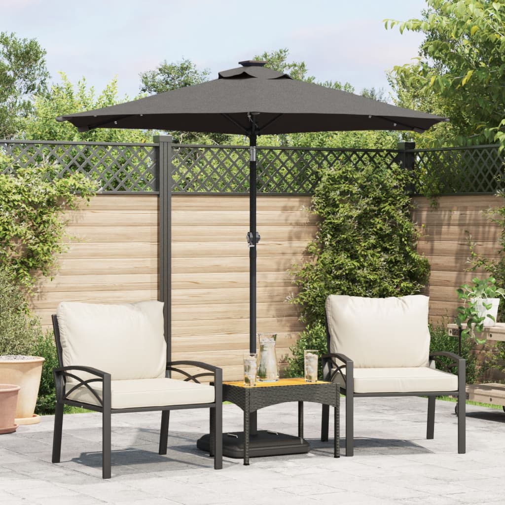 Parasol met LED's en stalen paal 225x225x212cm antracietkleurig - AllerleiShop