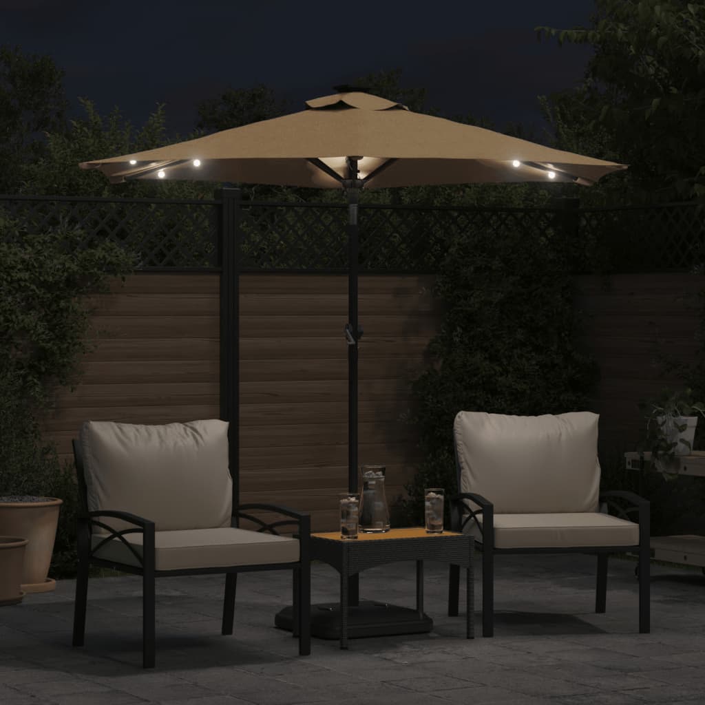 Parasol met LED's en stalen paal 225x225x212 cm taupe - AllerleiShop