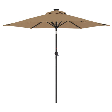 Parasol met LED's en stalen paal 225x225x212 cm taupe - AllerleiShop