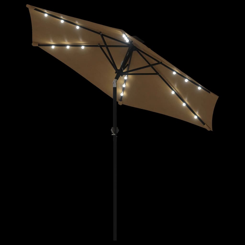 Parasol met LED's en stalen paal 225x225x212 cm taupe - AllerleiShop