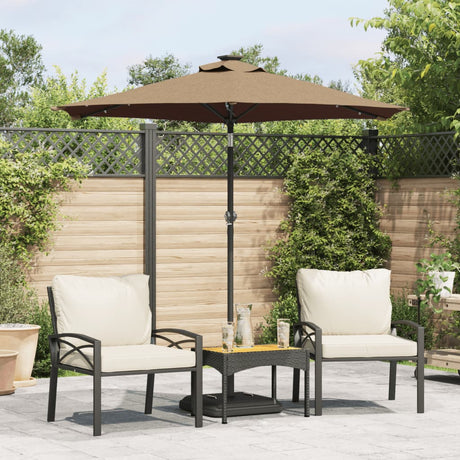 Parasol met LED's en stalen paal 225x225x212 cm taupe - AllerleiShop