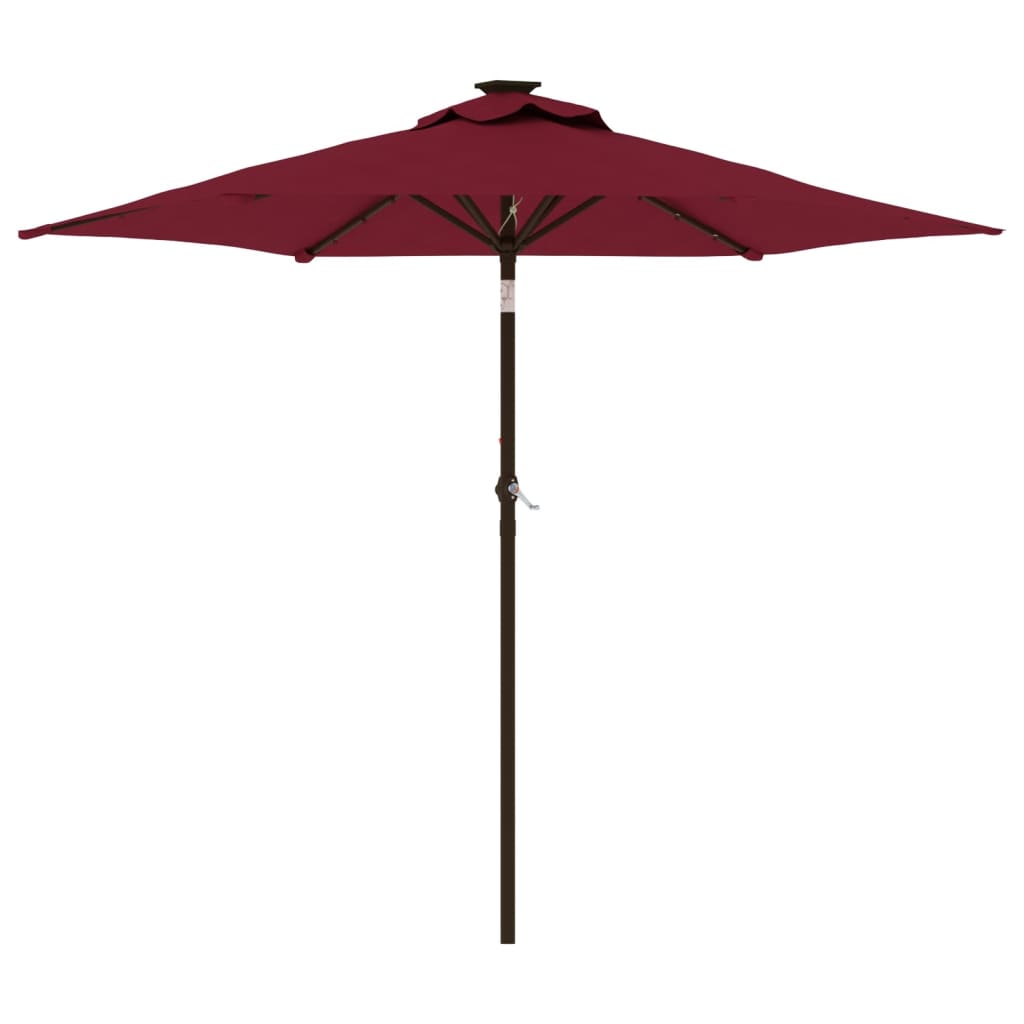 Parasol met LED's en stalen paal 225x225x212 cm bordeauxrood - AllerleiShop