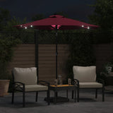 Parasol met LED's en stalen paal 225x225x212 cm bordeauxrood - AllerleiShop