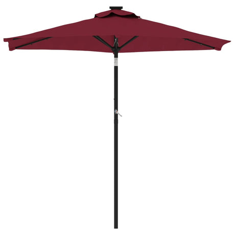 Parasol met LED's en stalen paal 225x225x212 cm bordeauxrood - AllerleiShop