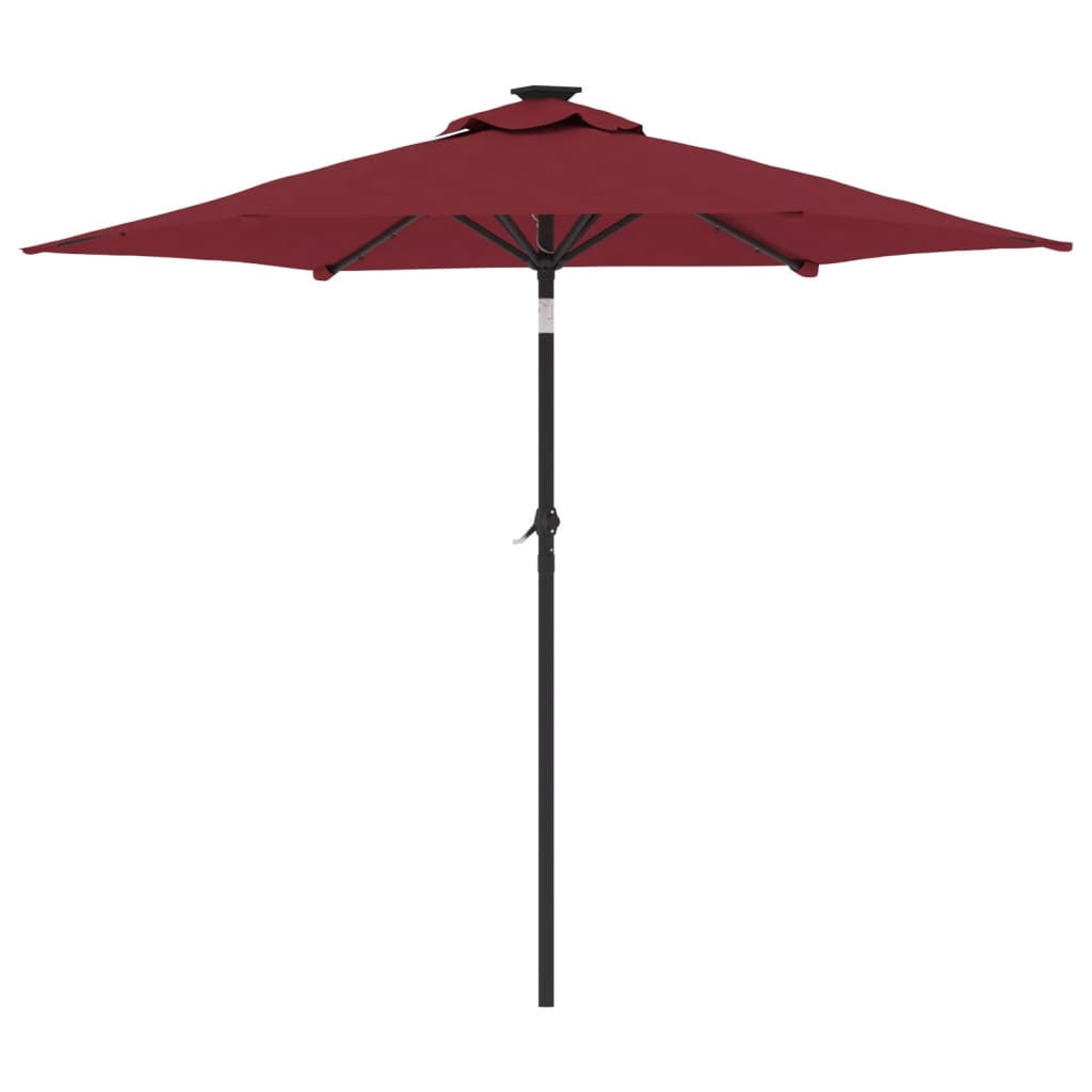 Parasol met LED's en stalen paal 225x225x212 cm bordeauxrood - AllerleiShop