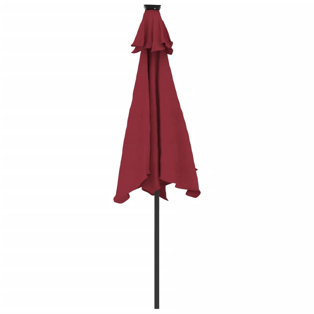 Parasol met LED's en stalen paal 225x225x212 cm bordeauxrood - AllerleiShop