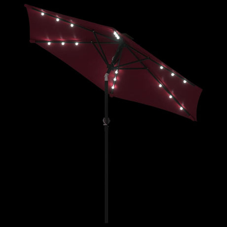 Parasol met LED's en stalen paal 225x225x212 cm bordeauxrood - AllerleiShop