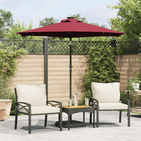 Parasol met LED's en stalen paal 225x225x212 cm bordeauxrood - AllerleiShop