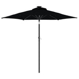 Parasol met LED's en stalen paal 225x225x212 cm zwart - AllerleiShop