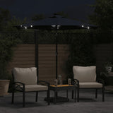 Parasol met LED's en stalen paal 225x225x212 cm zwart - AllerleiShop