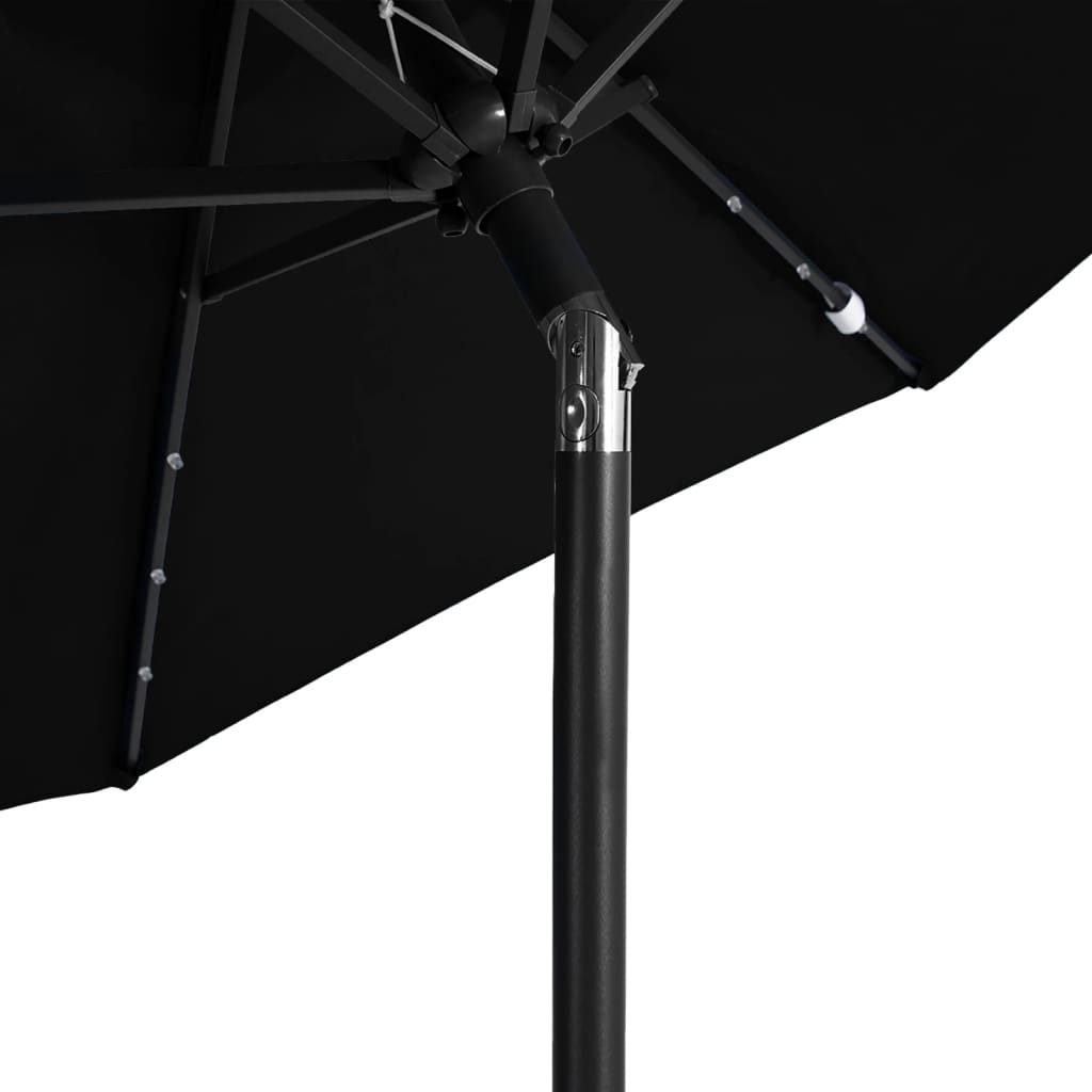 Parasol met LED's en stalen paal 225x225x212 cm zwart - AllerleiShop