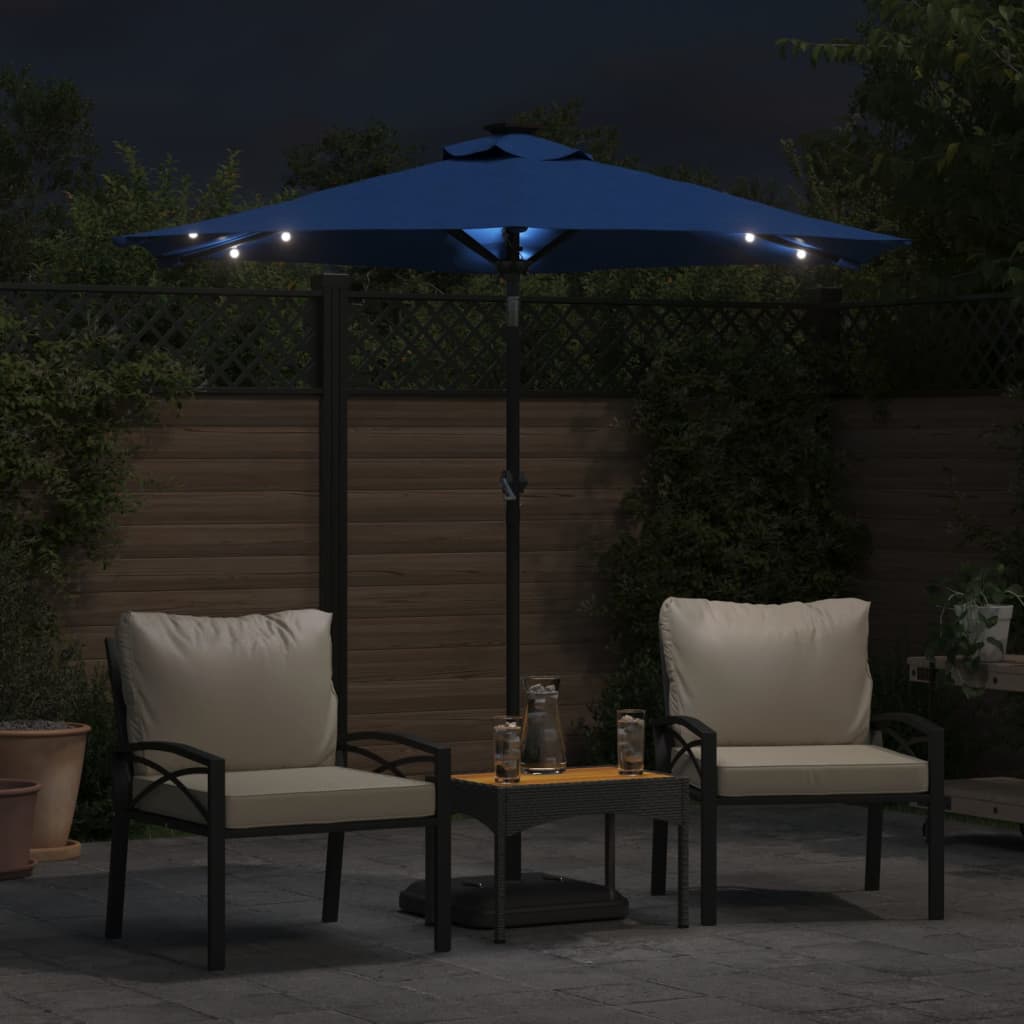 Parasol met LED's en stalen paal 225x225x212 cm azuurblauw - AllerleiShop