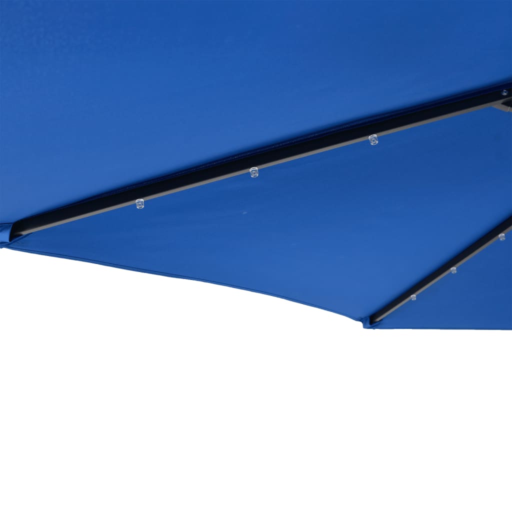 Parasol met LED's en stalen paal 225x225x212 cm azuurblauw - AllerleiShop