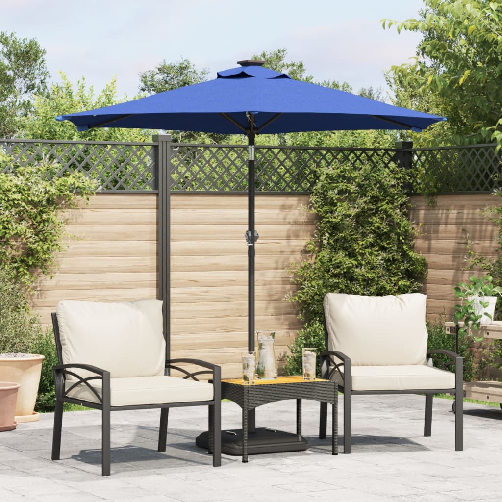 Parasol met LED's en stalen paal 225x225x212 cm azuurblauw - AllerleiShop