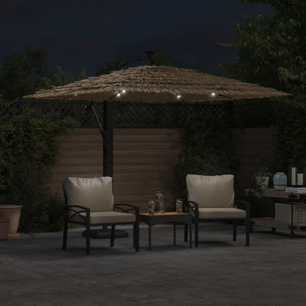 Parasol met LED's en stalen paal 246x246x230 cm bruin - AllerleiShop