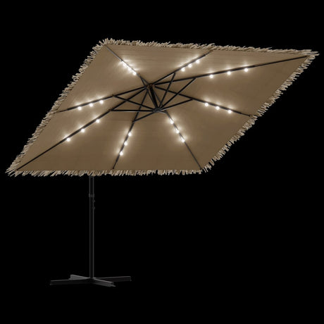 Parasol met LED's en stalen paal 246x246x230 cm bruin - AllerleiShop