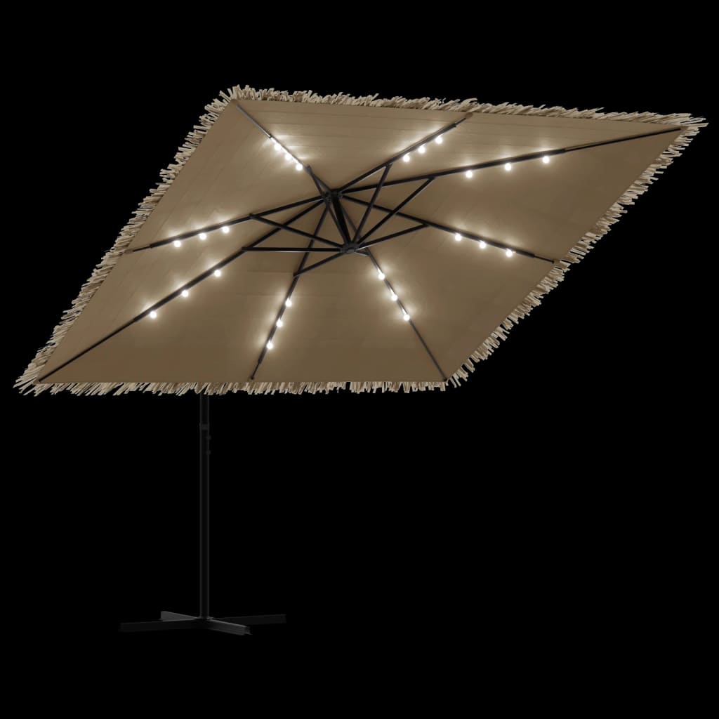 Parasol met LED's en stalen paal 269x269x235 cm bruin - AllerleiShop