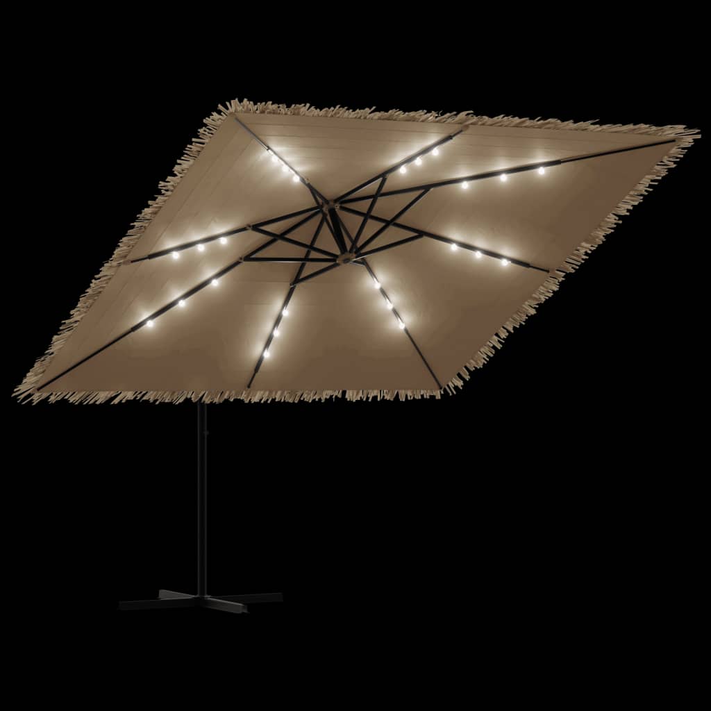 Parasol met LED's en stalen paal 290x290x238 cm bruin - AllerleiShop