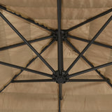 Parasol met LED's en stalen paal 290x290x238 cm bruin - AllerleiShop