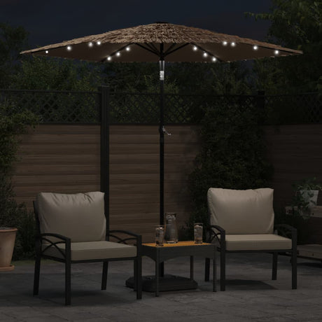 Parasol met LED's en stalen paal 223x223x213 cm bruin - AllerleiShop