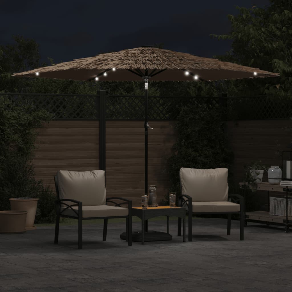 Parasol met LED's en stalen paal 288x288x225 cm bruin - AllerleiShop